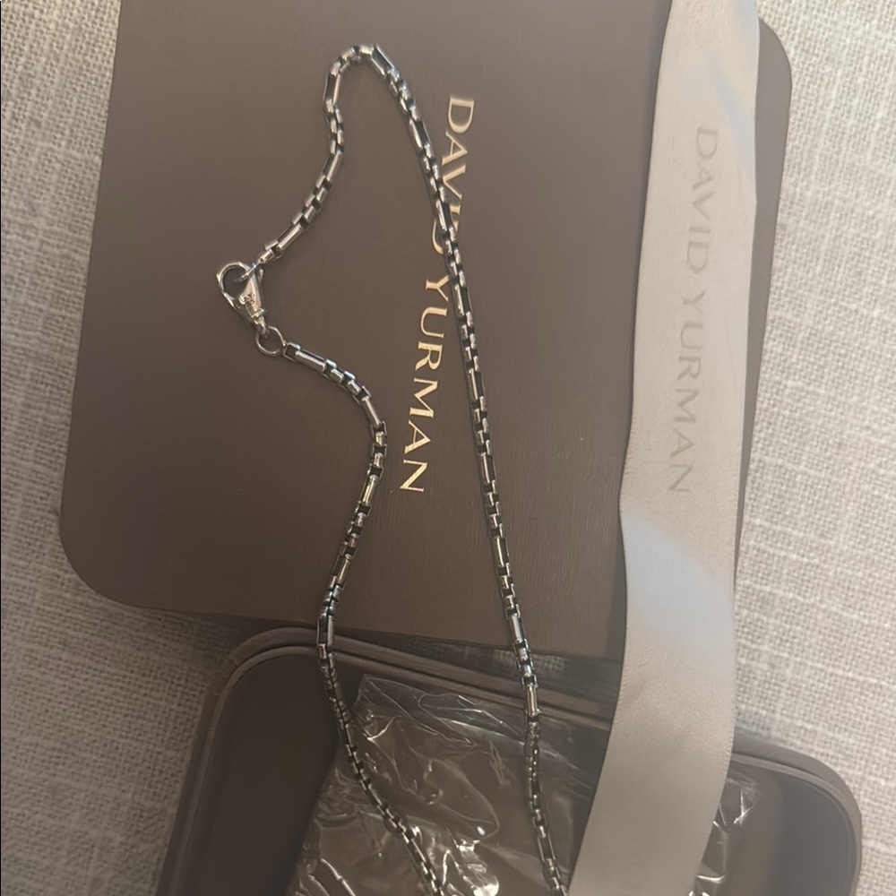 David Yurman Silver Box Chain Necklace - brand new